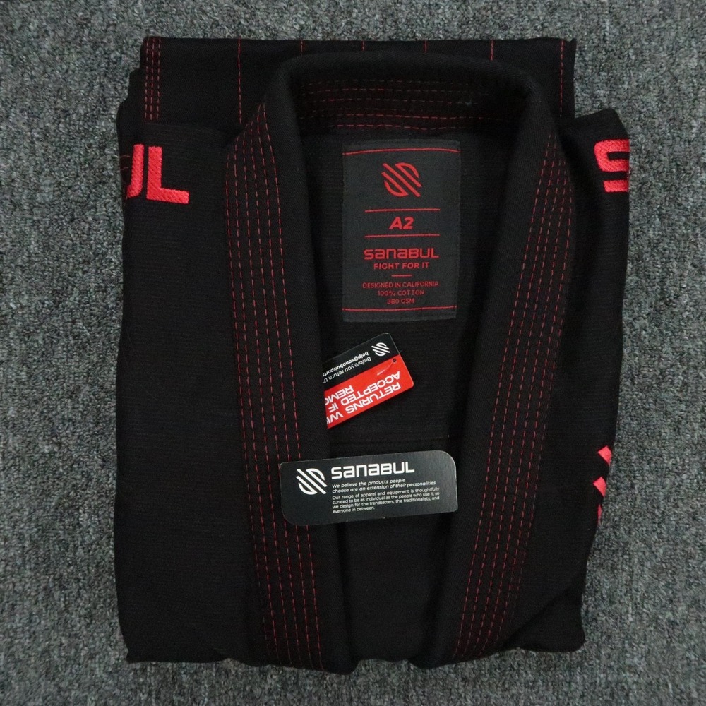 Sanabul Gi Mens A2 Black Red BJJ Fight For It Kimono Pants Martial Arts